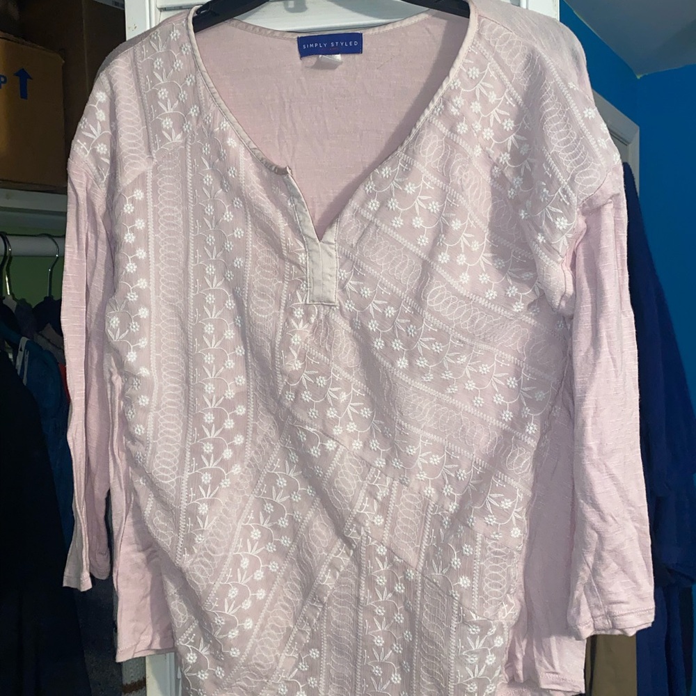 Simply Styled Light Pink Embroidered Blouse